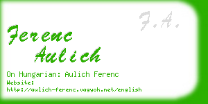 ferenc aulich business card